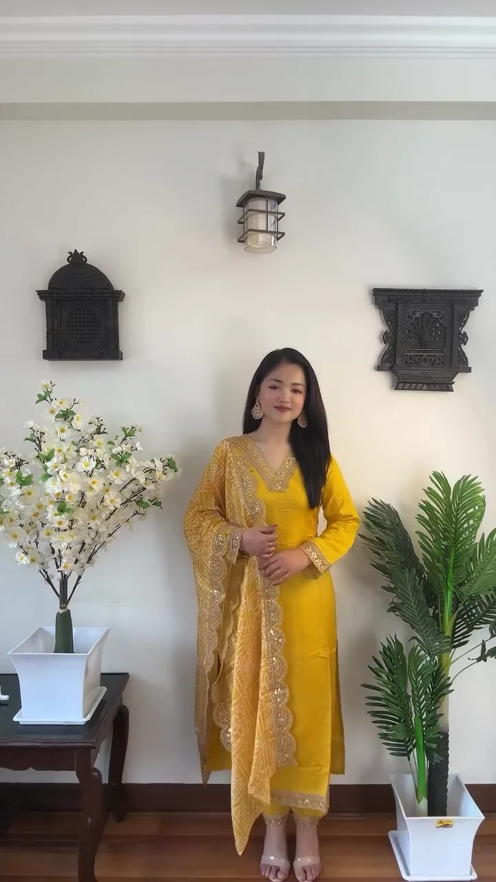 Elegant Mustard Yellow Kurta Set for Women with Embroidered Dupatta – Traditional Indian Ethnic Wear for Festive, Party & Casual Occasions