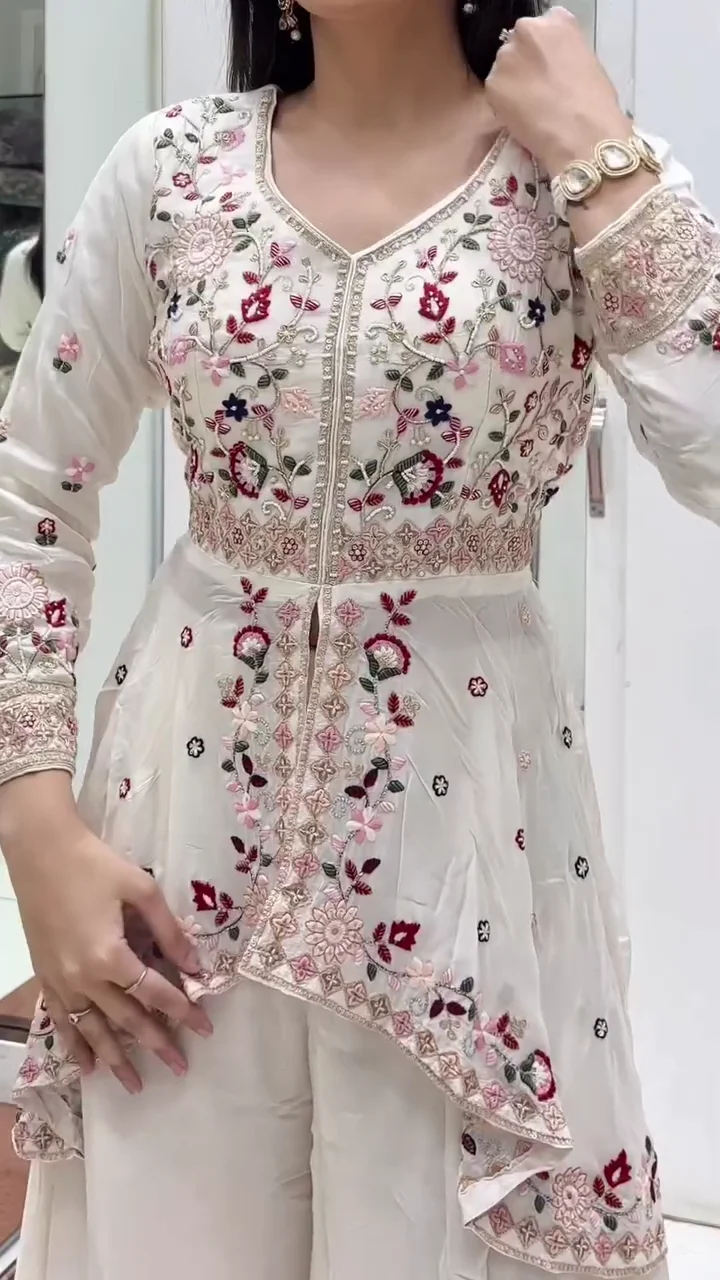 White Sharara Set for Women & Girls – Flared Design, Soft Fabric & Perfect for Festive, Wedding, and Party Wear - Image 2