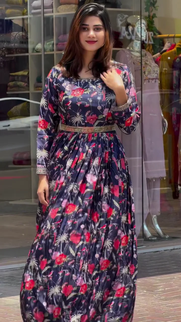 Floral Print Anarkali Suit for Women – Stylish Flower Printed Flared Ethnic Dress – Perfect for Casual Wear, Festive Occasions & Parties - Image 2