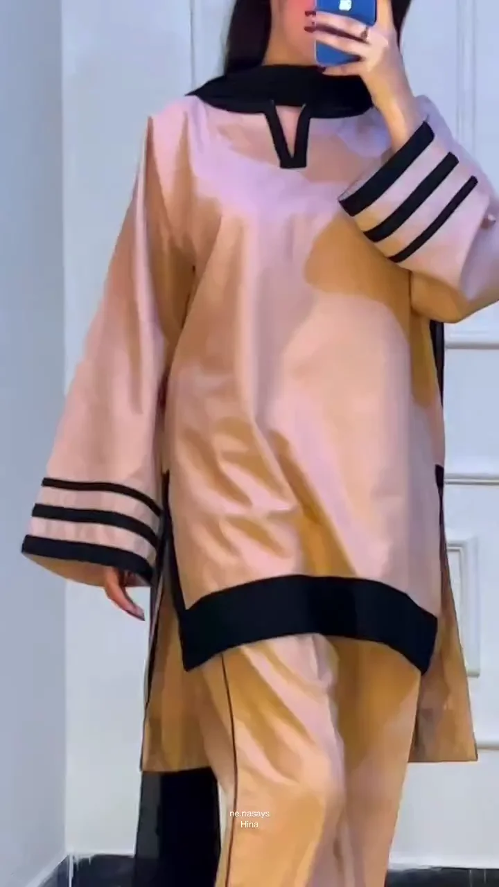 Stylish Beige & Black Women’s Kurta Pant Set with Dupatta – Modern Ethnic Co-Ord Outfit for Daily Wear, Office & Casual Occasions - Image 2