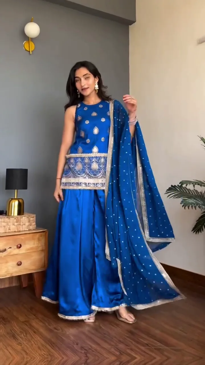 Royal Magenta Silk-Blend Anarkali Suit Set with Ornate Zari Embroidery, Statement Sequin Border, and Contrasting Lace Details – Premium Festive & Bridal Guest Wear - Image 2