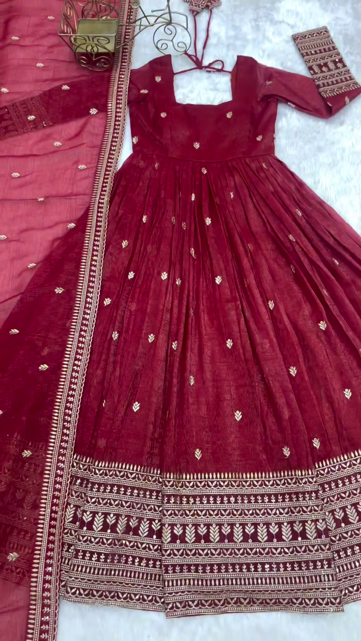 Red Anarkali Dress for Women – Festive & Party Wear Flair with Premium Fabric, Beautiful Detailing & Comfortable Fit