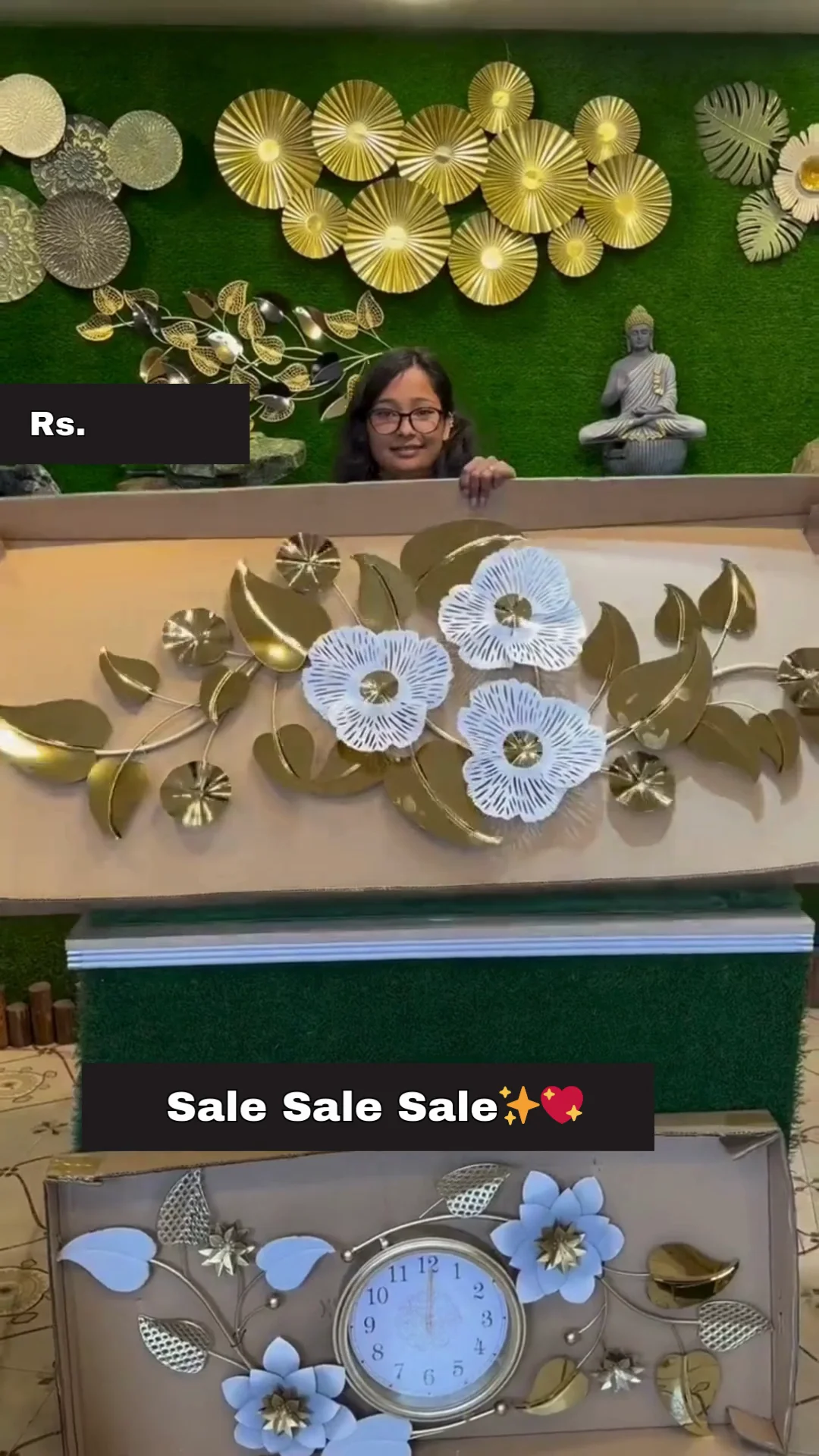 Elegant Metal Wall Art Floral Clock - Luxury Handcrafted Decorative Timepiece for Home & Office