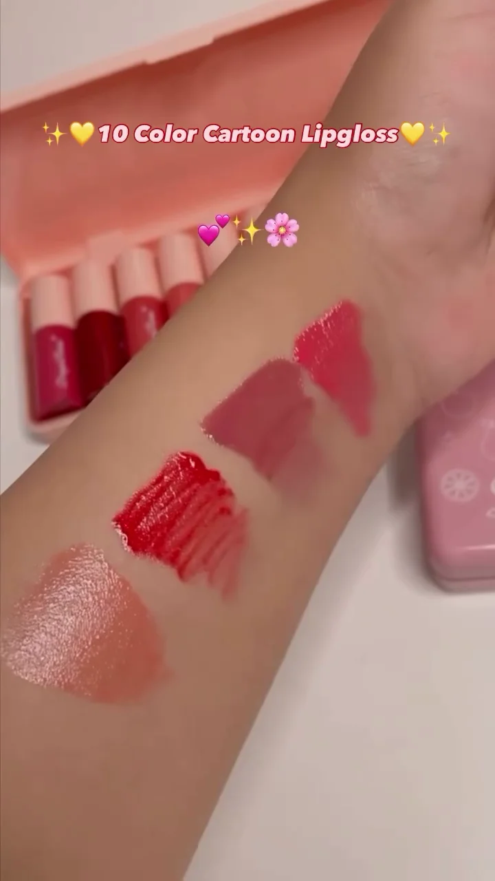 Complete Color Wardrobe: Dragon Ranee 10-Piece Cartoon Lipgloss Vault Featuring a Spectrum of Vibrant Shades for Every Mood and Style - Image 2
