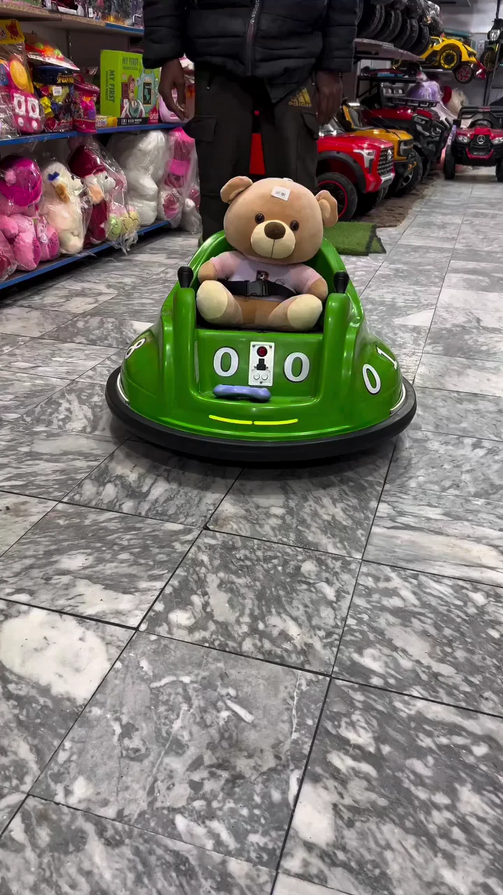 Ultimate 360° Spin Electric Ride-On Bumper Car for Kids – Battery Powered Fun with Dual Joystick Controls, Safety Belt, Protective Rubber Bumper, and LED Light Accents – Bright Green