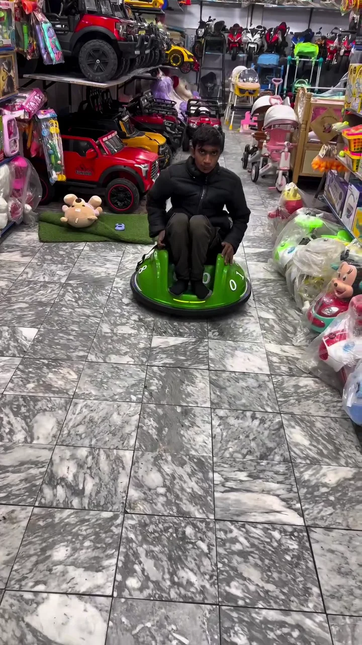 Ultimate 360° Spin Electric Ride-On Bumper Car for Kids – Battery Powered Fun with Dual Joystick Controls, Safety Belt, Protective Rubber Bumper, and LED Light Accents – Bright Green - Image 2